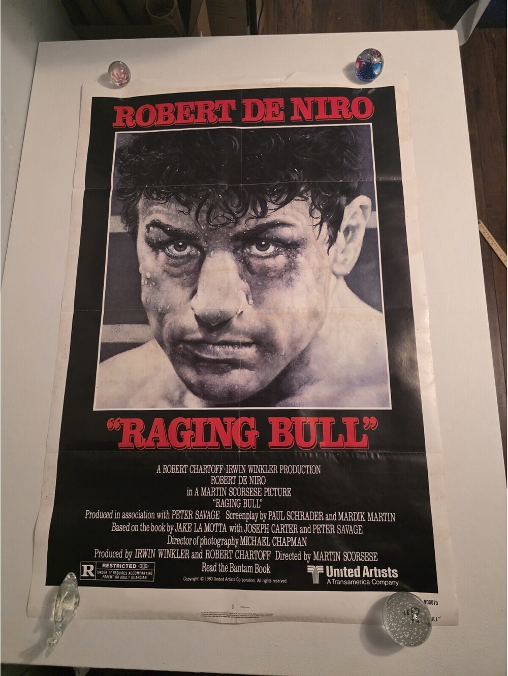 RAGING BULL 1980 ROBERT DENIRO MARTIN SCORSESE ORIG 27x41 Movie Poster *Stains